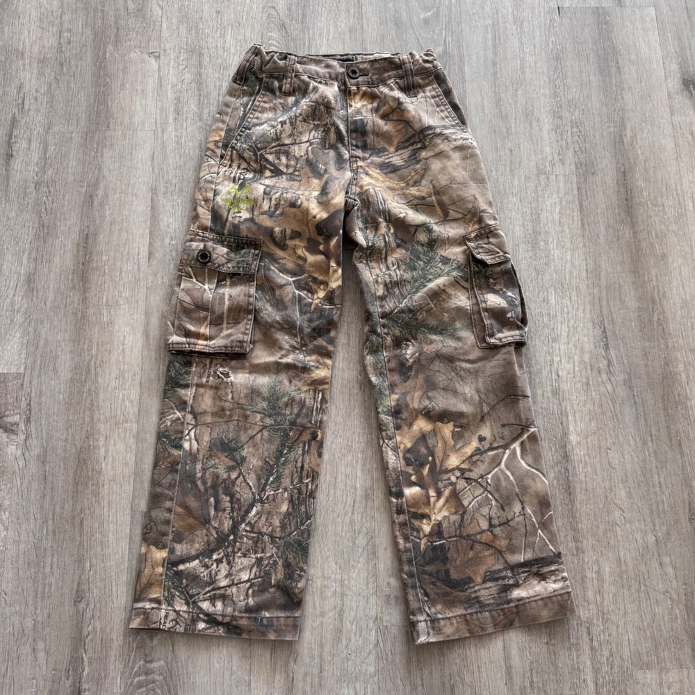Realtree Kids Camouflage Cargo Pants Brown Green Size 8M Adjustable Waist